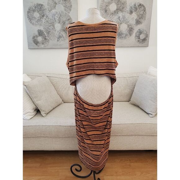 BP Stripe Tank Split Back Midi Dress size 4X in Brown/Black - NEW - Picture 8 of 12